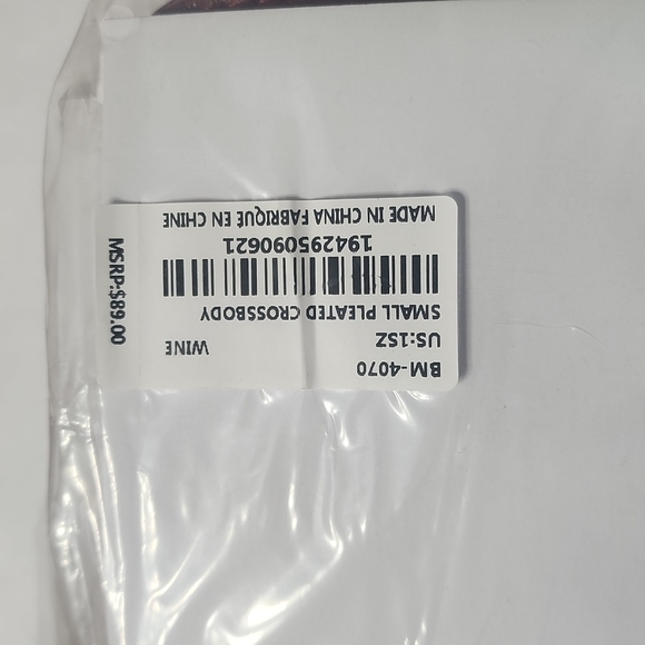 Badgley Mischka Pleated Crossbody bag, Wine - Picture 6 of 6